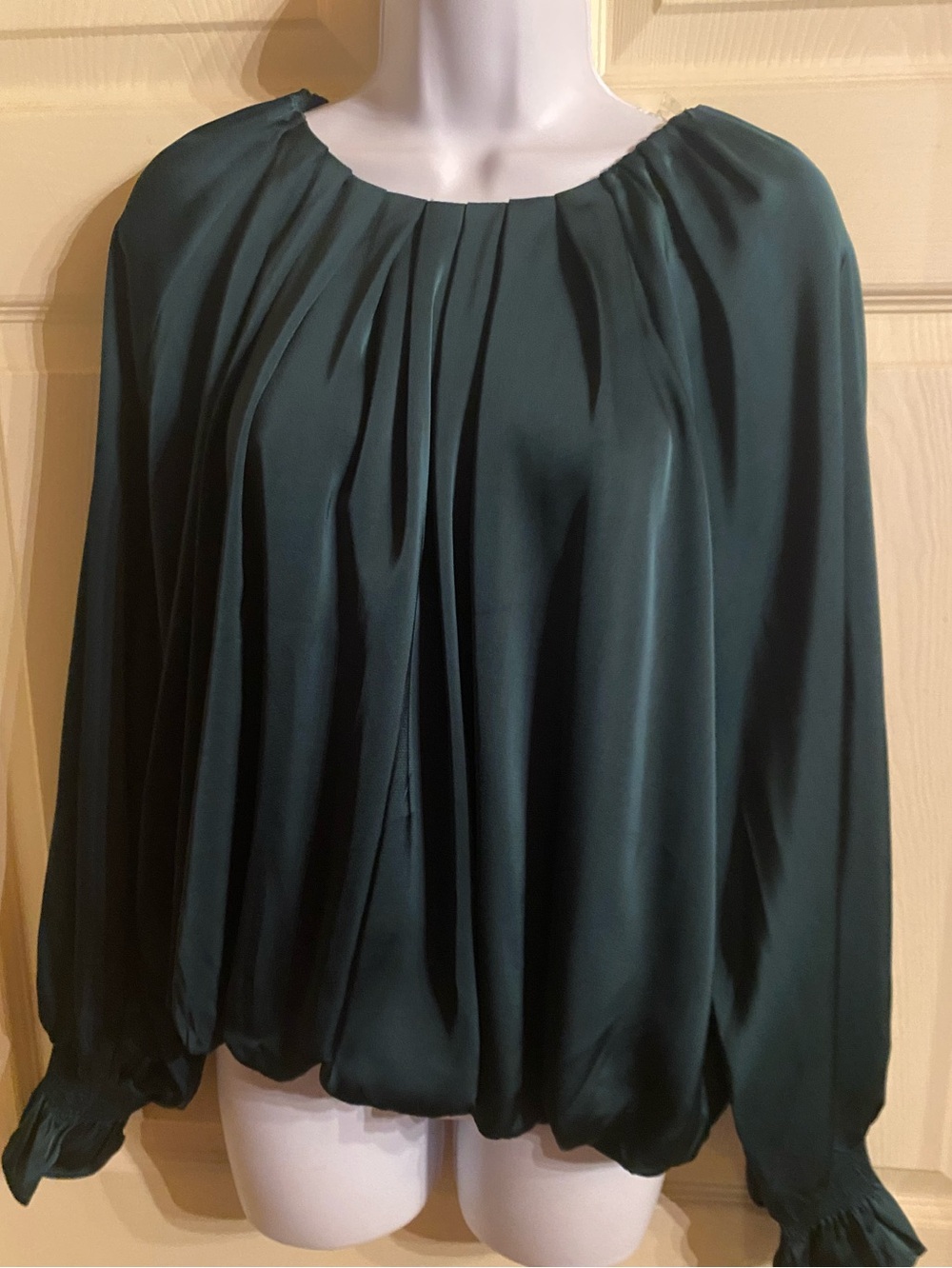 NWT Women's emerald green  Pleated Blouse